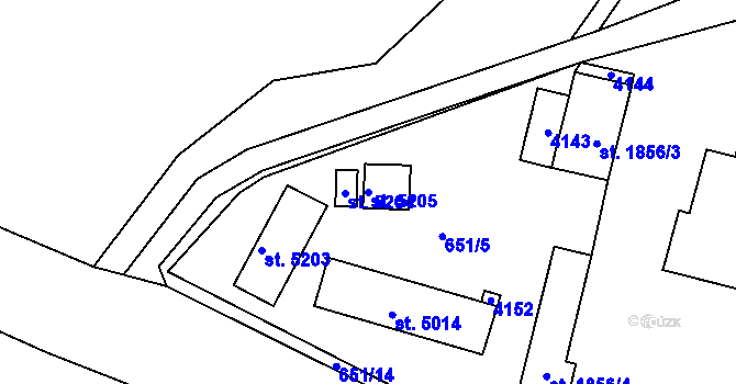 Parcela st. 5205 v KÚ Havlíčkův Brod, Katastrální mapa