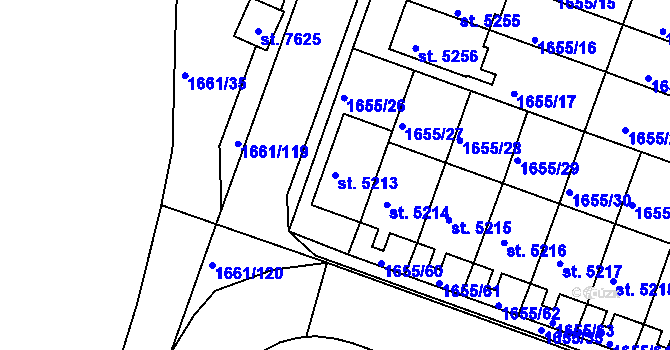 Parcela st. 5213 v KÚ Havlíčkův Brod, Katastrální mapa