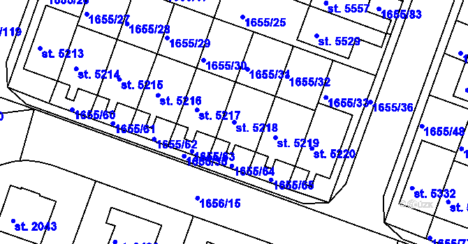 Parcela st. 5218 v KÚ Havlíčkův Brod, Katastrální mapa