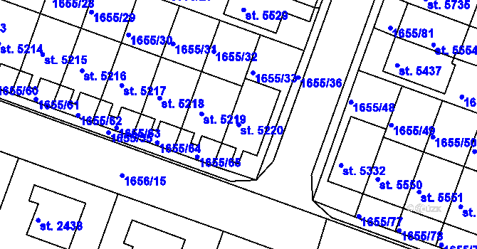 Parcela st. 5220 v KÚ Havlíčkův Brod, Katastrální mapa