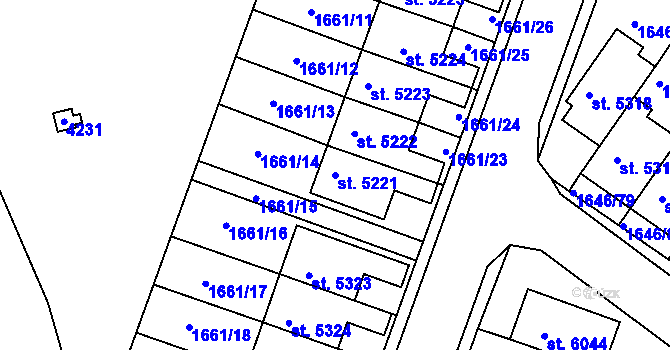 Parcela st. 5221 v KÚ Havlíčkův Brod, Katastrální mapa