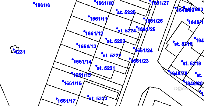 Parcela st. 5222 v KÚ Havlíčkův Brod, Katastrální mapa