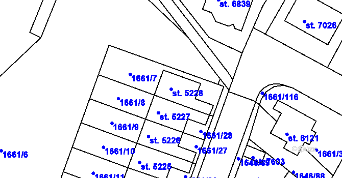 Parcela st. 5228 v KÚ Havlíčkův Brod, Katastrální mapa