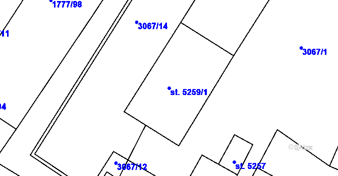 Parcela st. 5259/1 v KÚ Havlíčkův Brod, Katastrální mapa