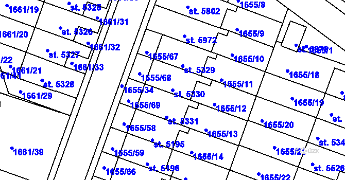 Parcela st. 5330 v KÚ Havlíčkův Brod, Katastrální mapa