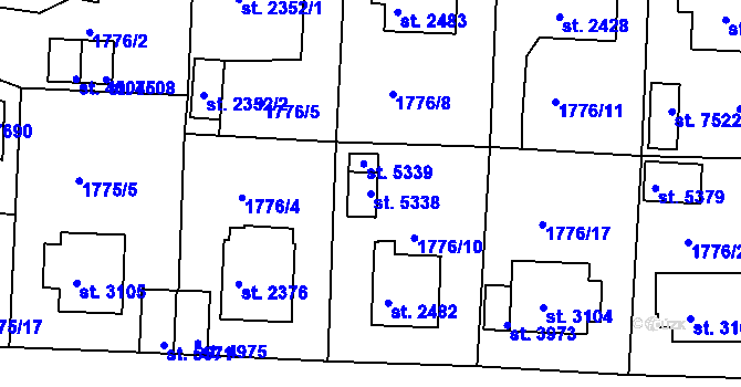 Parcela st. 5338 v KÚ Havlíčkův Brod, Katastrální mapa