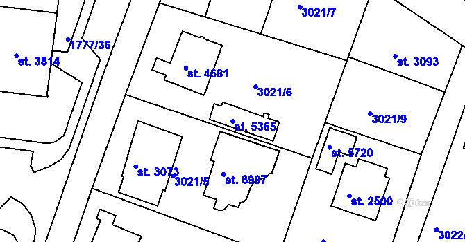 Parcela st. 5365 v KÚ Havlíčkův Brod, Katastrální mapa