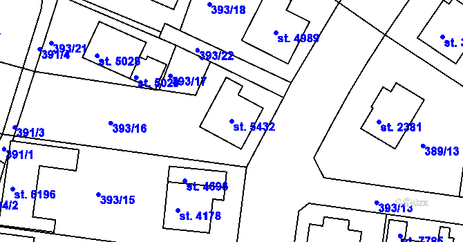 Parcela st. 5432 v KÚ Havlíčkův Brod, Katastrální mapa