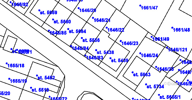 Parcela st. 5438 v KÚ Havlíčkův Brod, Katastrální mapa