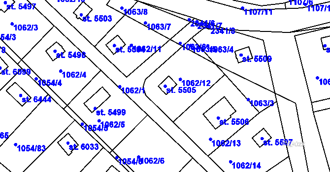 Parcela st. 5505 v KÚ Havlíčkův Brod, Katastrální mapa