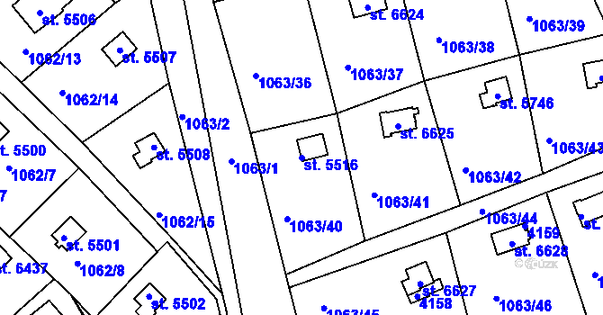 Parcela st. 5516 v KÚ Havlíčkův Brod, Katastrální mapa