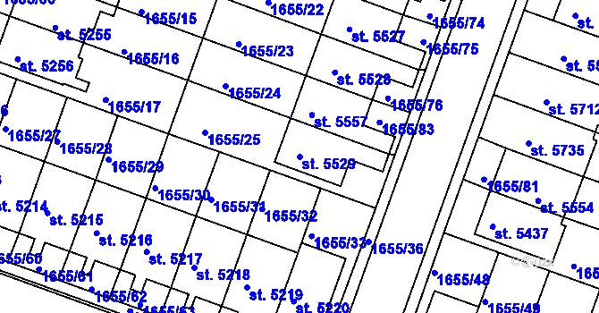 Parcela st. 5529 v KÚ Havlíčkův Brod, Katastrální mapa