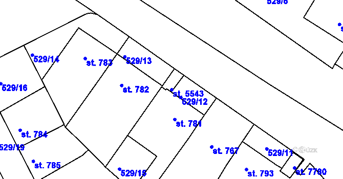 Parcela st. 5543 v KÚ Havlíčkův Brod, Katastrální mapa