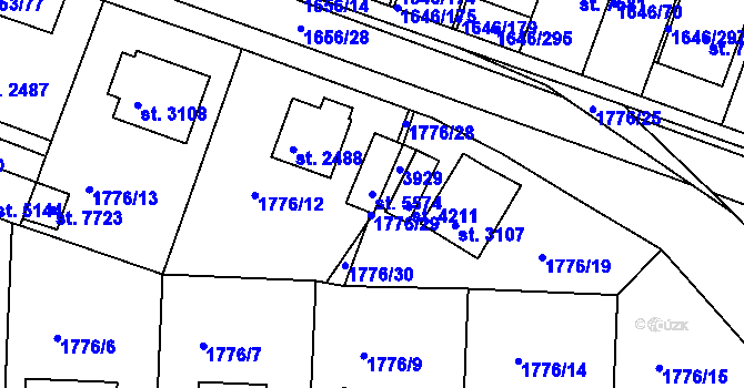 Parcela st. 5574 v KÚ Havlíčkův Brod, Katastrální mapa