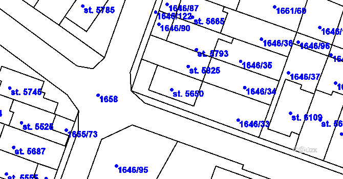 Parcela st. 5650 v KÚ Havlíčkův Brod, Katastrální mapa