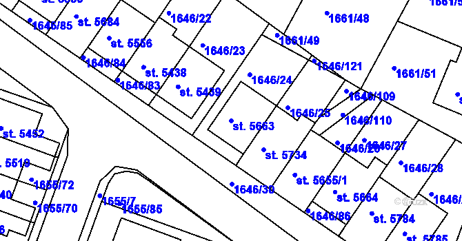 Parcela st. 5663 v KÚ Havlíčkův Brod, Katastrální mapa