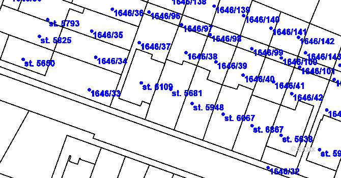 Parcela st. 5681 v KÚ Havlíčkův Brod, Katastrální mapa
