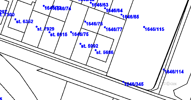 Parcela st. 5686 v KÚ Havlíčkův Brod, Katastrální mapa