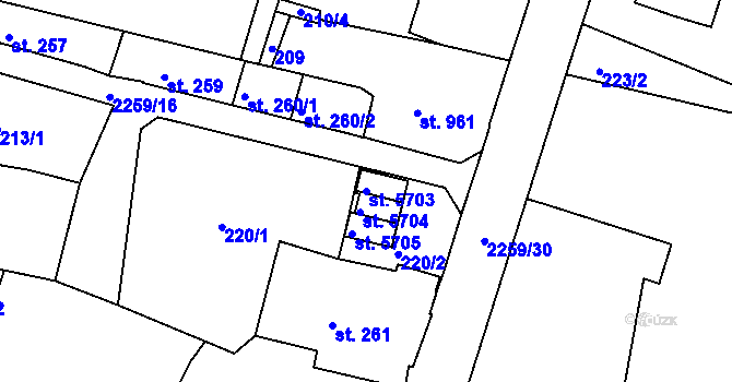 Parcela st. 5703 v KÚ Havlíčkův Brod, Katastrální mapa