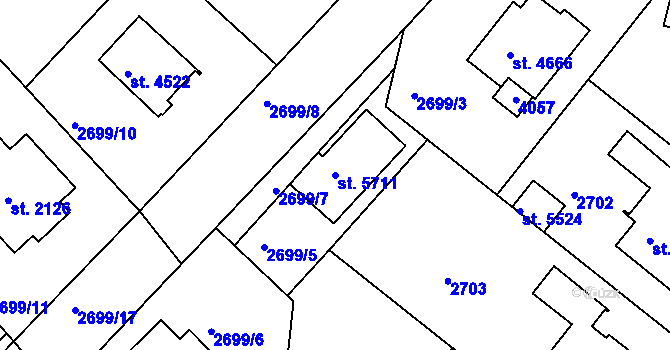 Parcela st. 5711 v KÚ Havlíčkův Brod, Katastrální mapa