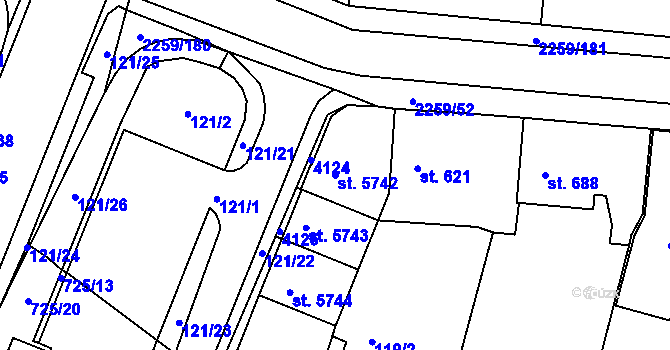 Parcela st. 5742 v KÚ Havlíčkův Brod, Katastrální mapa