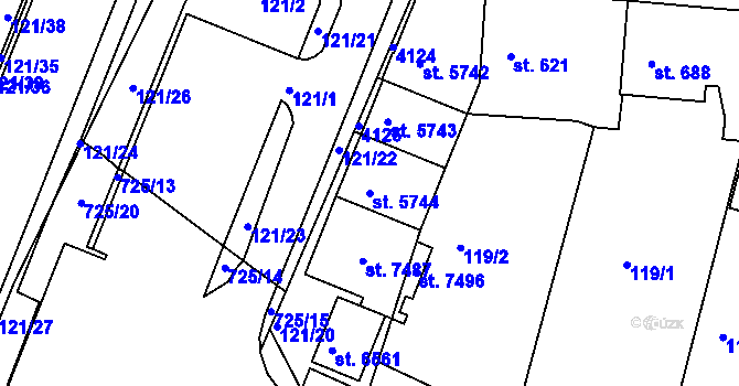 Parcela st. 5744 v KÚ Havlíčkův Brod, Katastrální mapa