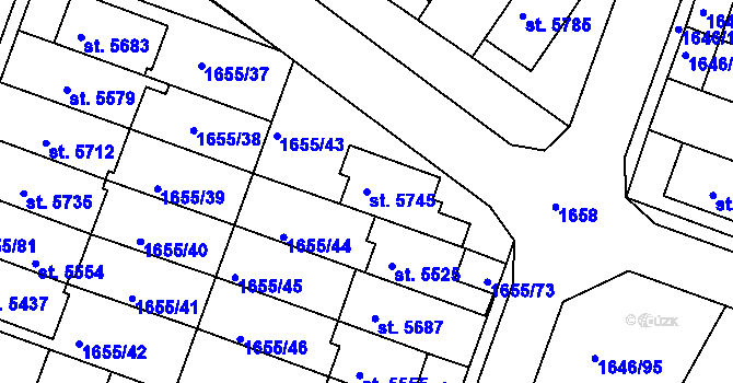 Parcela st. 5745 v KÚ Havlíčkův Brod, Katastrální mapa