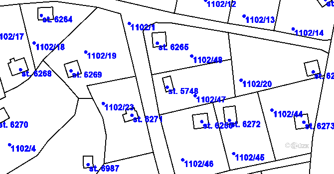 Parcela st. 5748 v KÚ Havlíčkův Brod, Katastrální mapa