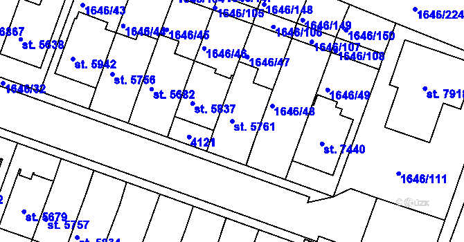 Parcela st. 5761 v KÚ Havlíčkův Brod, Katastrální mapa