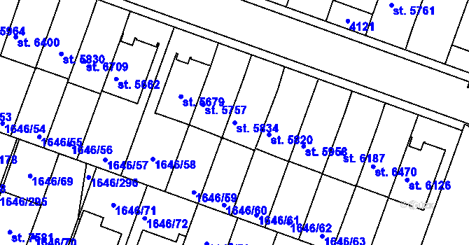 Parcela st. 5834 v KÚ Havlíčkův Brod, Katastrální mapa