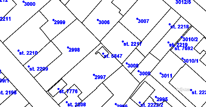 Parcela st. 5847 v KÚ Havlíčkův Brod, Katastrální mapa