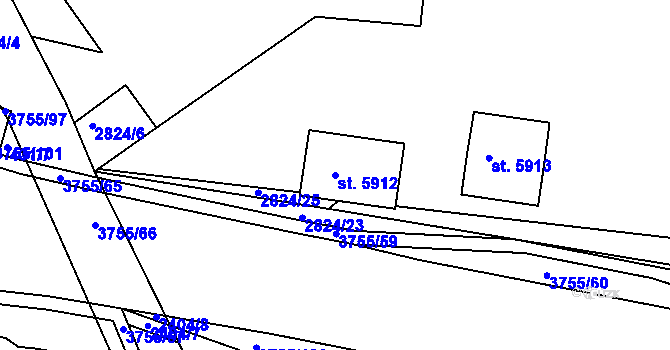 Parcela st. 5912 v KÚ Havlíčkův Brod, Katastrální mapa