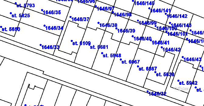 Parcela st. 5948 v KÚ Havlíčkův Brod, Katastrální mapa