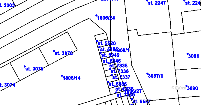 Parcela st. 5949 v KÚ Havlíčkův Brod, Katastrální mapa