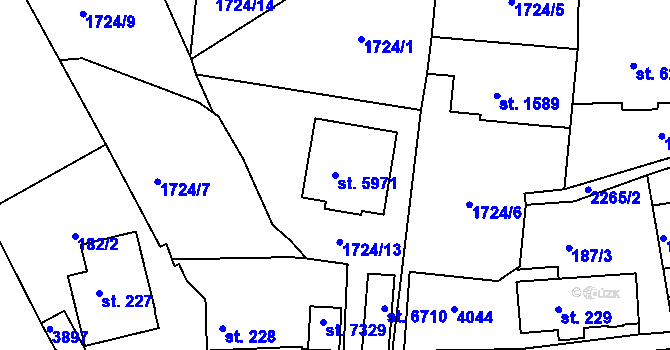 Parcela st. 5971 v KÚ Havlíčkův Brod, Katastrální mapa