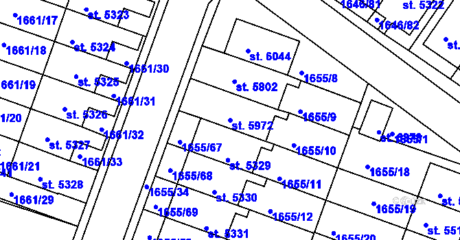 Parcela st. 5972 v KÚ Havlíčkův Brod, Katastrální mapa
