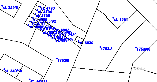 Parcela st. 6030 v KÚ Havlíčkův Brod, Katastrální mapa