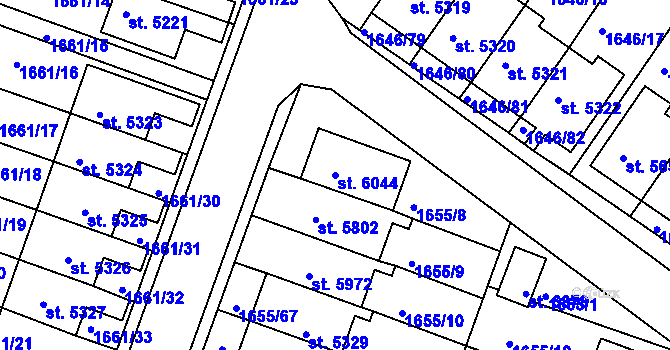 Parcela st. 6044 v KÚ Havlíčkův Brod, Katastrální mapa