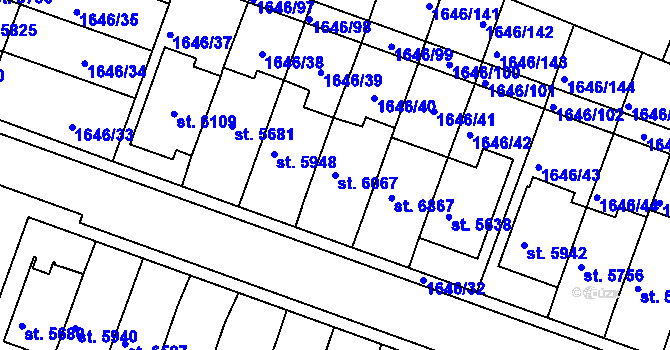 Parcela st. 6067 v KÚ Havlíčkův Brod, Katastrální mapa
