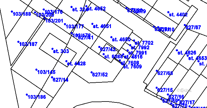 Parcela st. 6088 v KÚ Havlíčkův Brod, Katastrální mapa