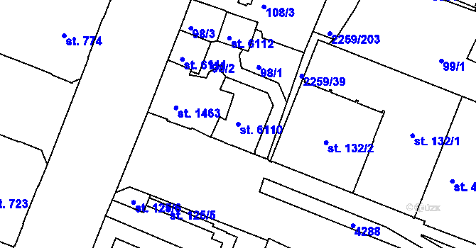 Parcela st. 6110 v KÚ Havlíčkův Brod, Katastrální mapa