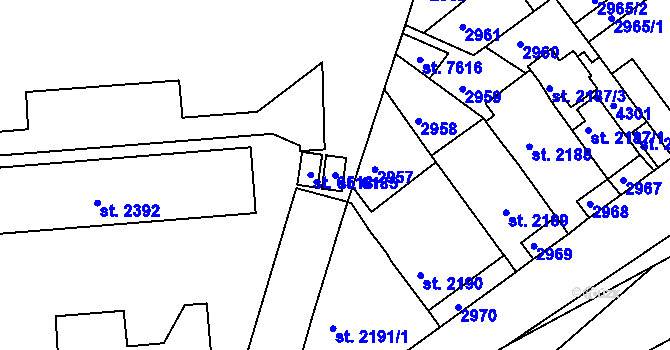 Parcela st. 6185 v KÚ Havlíčkův Brod, Katastrální mapa