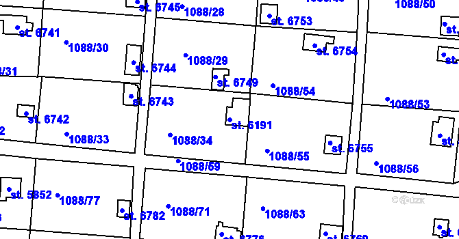 Parcela st. 6191 v KÚ Havlíčkův Brod, Katastrální mapa
