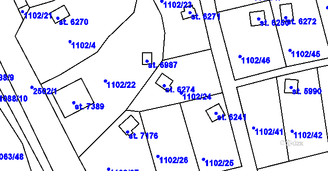 Parcela st. 6274 v KÚ Havlíčkův Brod, Katastrální mapa