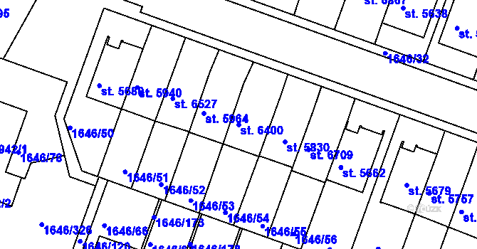 Parcela st. 6400 v KÚ Havlíčkův Brod, Katastrální mapa