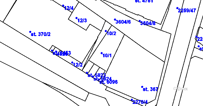 Parcela st. 10/1 v KÚ Havlíčkův Brod, Katastrální mapa