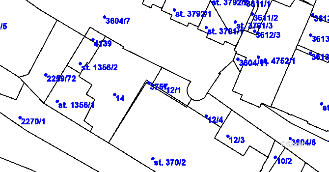Parcela st. 12/1 v KÚ Havlíčkův Brod, Katastrální mapa