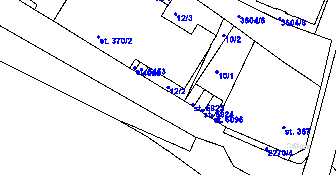 Parcela st. 12/2 v KÚ Havlíčkův Brod, Katastrální mapa