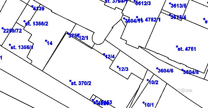 Parcela st. 12/4 v KÚ Havlíčkův Brod, Katastrální mapa