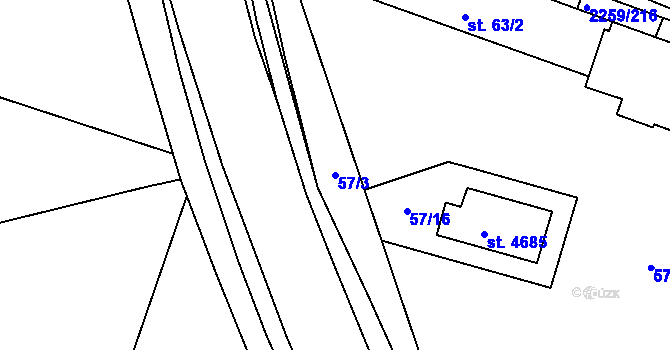 Parcela st. 57/3 v KÚ Havlíčkův Brod, Katastrální mapa